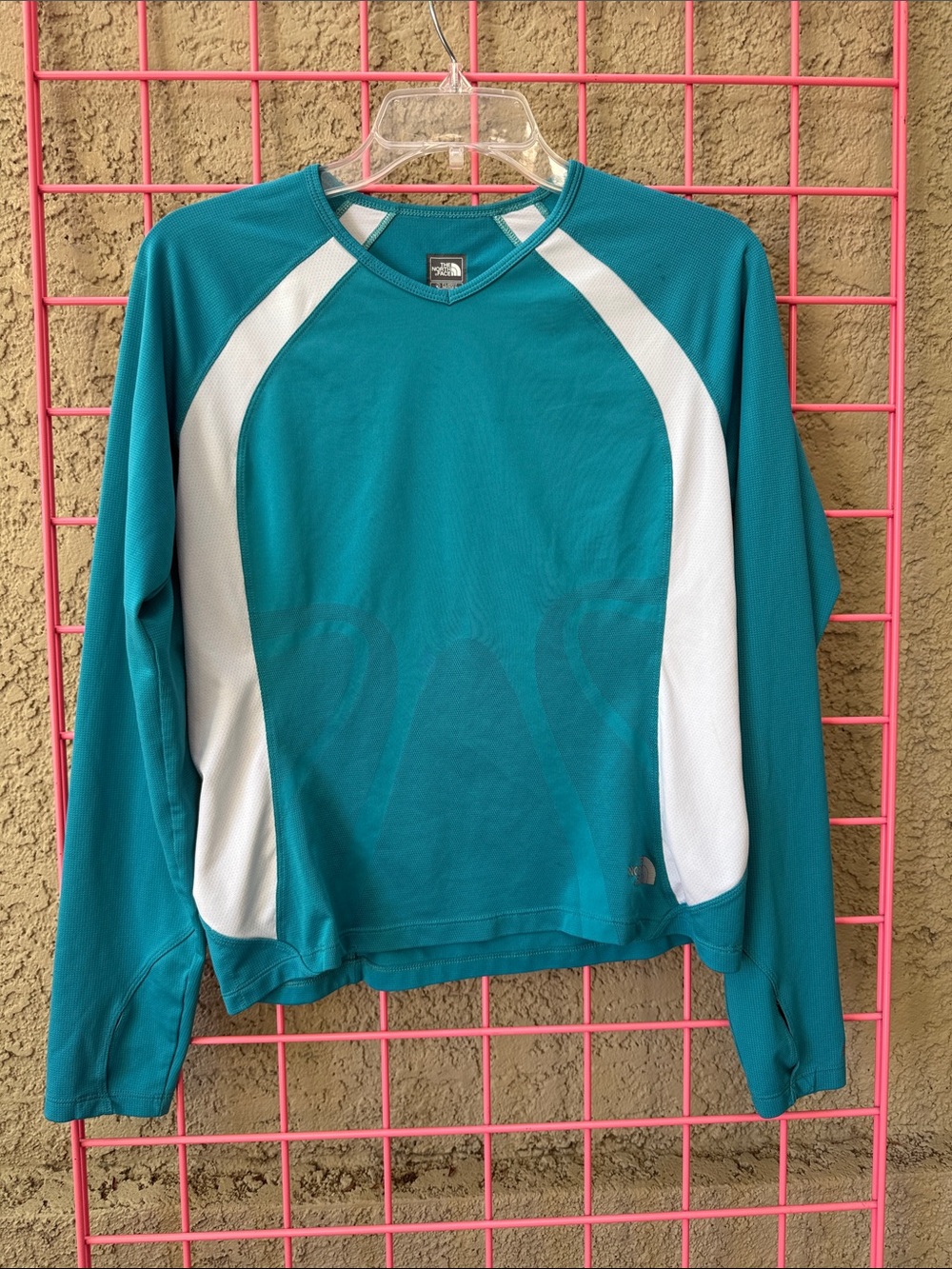 The North Face Teal Long Sleeve Athletic Pullover with White Panels